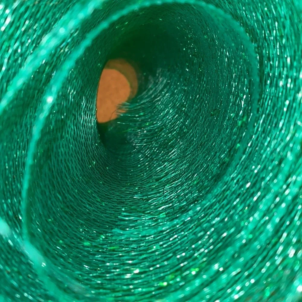 Green shimmer glitz ribbon holiday decor 1 length 10ft & 1 length 4 ft, 30” wide